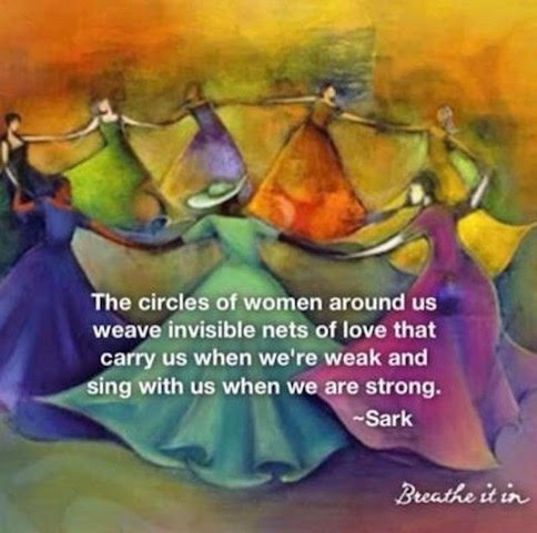 Painting of women in a circle twirling around.