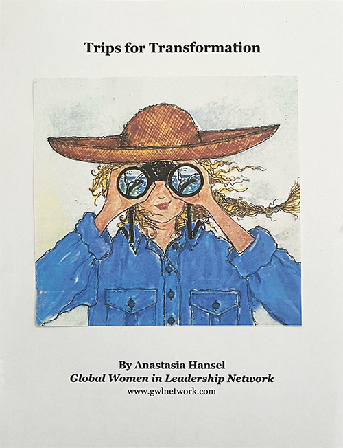 Front cover of the journal, a drawing of a women looking through binoculars and wearing a straw sun hat.
