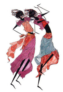 Illustration of 2 African women dancing
