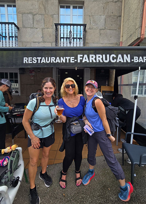 Anastasia and two other hikers of the Camino de Santiago GO OUTSIDE! adventure.